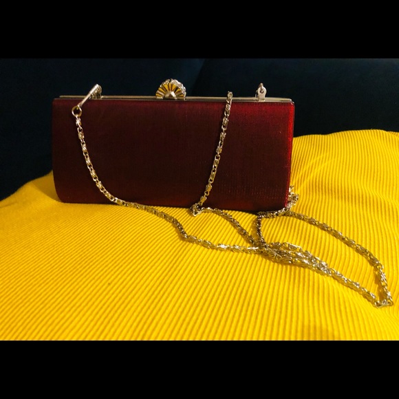 Jendi Satin Burgundy Red Evening Clutch/Bag ~ NEW - Picture 5 of 10